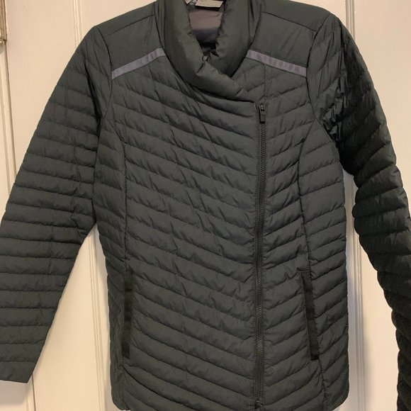 Athleta Asymmetrical Zippered -Lightweight Puffy Jacket-Grey Size M - Picture 1 of 11